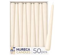 Horeca Candles - Bougies pour Chandelier - Ivoire - Lot de 50 Chandelles Coniques - Ø 2.2 x 25 cm - Durée de Combustion 7,5 Heures - Cierges Sans Parfum