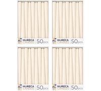 Horeca Candles Lot de 200 bougies coniques blanches non parfumées - 25,4 cm - Sans fumée et sans gouttes - Durée de combustion de 8 heures - Qualité européenne supérieure pour décoration d'intérieur