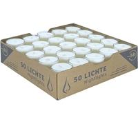 Horeca Candles - Lot de 50 Bougies Chauffe-Plat Blanches - Durée 8 Heures - Transparent - Paraffine non Parfumée - Pour Mariage, Décoration, Gastronomie