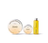 HORÉE - Coffret Cadeau - 3 Soins du Corps Réparateurs - Répare & Apaise - Lait Corps + Huile Visage & Corps + Baume Multi-usages - 100% Frais & d'Origine Naturelle - Vegan - Peaux sèches à très sèches