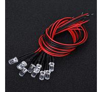 Horett 50Pcs Fil LED Fil de Diode de Lumière LED Fils Précâblés 5mm Multicolore Clignotement Rapide 5-12V Tête Ronde Tête Lumière Blanche 20cm Plomb avec Faible Consommation