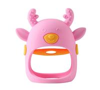Horett Anneau de Dentition pour bébé en Forme de Cerf, Mitaine Dentition, Sucette, Jouet à Mâcher en Silicone pour Nourrissons 3 Mois et Plus, Soulage la Douleur, (Rose)