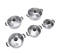 Horett Batterie de Cuisine en Acier Inoxydable, Ensemble de 5 Pots à Lait | Compatible avec les Tables de Cuisson à Induction, Différentes Tailles pour les Petits Repas aux Grands Festins, Couvercles