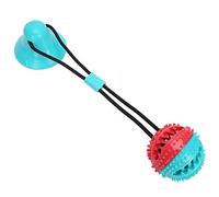 Horett Boule à Ventouse à Mâcher pour Chien, Boule de Distribution de Nourriture Interactive pour Le Nettoyage des Dents Molaires des Animaux Compagnie (Rouge Bleu)