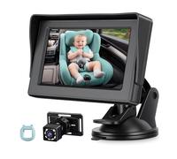 Horett Caméra de Surveillance pour bébé 4,3 Pouces, Vision Nocturne, Grand Angle de Vision, Rotation à 360°, Rétroviseur pour Siège Arrière, Bébés, Enfants et Tout-Petits