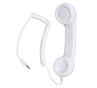 Horett Combiné Téléphonique Rétro Multifonction Résistant aux Radiations, Compatible avec Téléphones Portables et Ordinateurs, avec Prise Jack 3,5 Mm, en ABS et Cordon spiralé de (Blanc)