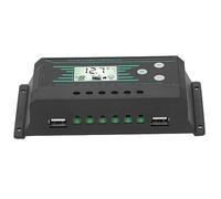 Horett Contrôleur de Charge Solaire PWM Régulateur de Panneau Solaire Contrôleur Charge Écran LCD Double USB 12 V 24 V Adaptation Automatique 30 A Protection Batterie pour (z30)