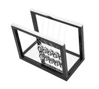 Horett Décor de Bureau à économie D'énergie en Boule de Verre Newton's | Construction en Verre Non Toxique, Outil Scientifique Pédagogique, Décoration D'étude, Jouet pour Enfants, Noir ou Orange