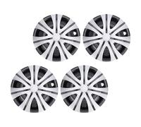 Horett Enjoliveurs 15 Pouces, ABS à Clipser, Argent Noir, Ensemble de 4 | Plastique Abs, Résistant aux Chocs, Enjoliveurs de Roue en Acier de 15 Pouces, SUV Universels pour Voitures, Installation à