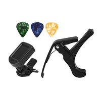 Horett Ensemble D'accordeur de Capodastre de Guitare avec Affichage LED, | Plastique Métal, Affichage Led, 3 Médiators, Guitare Basse, ukulélé, Violon, Accessoires de Guitare, Leçons, CR2032 Absent