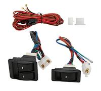 Horett Interrupteur de Fenêtre électrique Universel, Kit 2 Portes 12 V avec | Plastique ABS et Métal, Feu de Position Vert, Installation du Panneau de Porte, compatibilité 12 V, Kit Régulateur