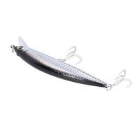 Horett Leurre de Pêche en Haute Mer, Yeux 3D Réalistes, pour la Pêche en Rivière, Océan, Lac, avec Hameçon Triple, Plastique et Acier Inoxydable, 40g (Dos Noir)