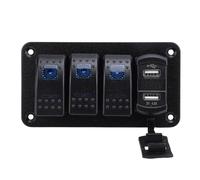 Horett Panneau D'interrupteur à Bascule pour Bateau 12 V 24 V 3 Gangs Plaque en Aluminium pré-câblé 5 Broches 12 20 A 24 10 A Protection contre les Surcharges avec Double Voltmètre (Lumière bleue)