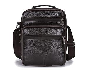 Horett Sac Messager Professionnel Grande capacité en Cuir de Vache 25 X | Sac à Bandoulière en Cuir de Vache, pour Bureau, Voyage, école, Annuaire Téléphonique, Rangement pour écouteurs, Fermeture