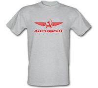 HOREUDAR Aeroflot Russian Federation Airlines Russia Communism USSR Retro Political Heavy Cotton T Shirt Men's Man Grey 3XL