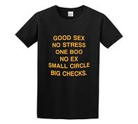 HOREUDAR Good Sex No Stress One Boo No Ex Circle Big Checks O Neck Men T-Shirt Black 3XL