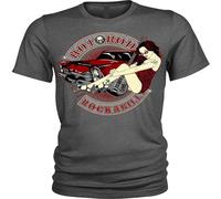 HOREUDAR Hot Rod Rockabilly T-Shirt Sexy Pinup Guitar Mens Dark Grey XXL