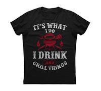 HOREUDAR It's What I Do Drink Funny BBQ Pitmaster Mens Short Sleeve Cotton Black T-Shirt Black S