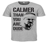 HOREUDAR Lebowski Calmer Than You are Dude T Shirt Men's Man Grey XL