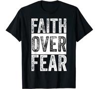 HOREUDAR Men's Faith Over Fear Inspirational Motivational Faith T-Shirt Customized T-Shirt Black S