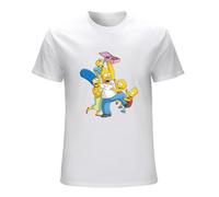 HOREUDAR Men's T-Shirt Simp-Sons T Shirt Man Cotton Short Sleeve Casual Blouse Tops for Unisex Adult White M