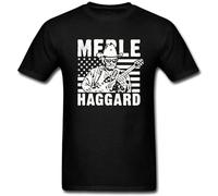 HOREUDAR Tommery Men's Merle Haggard Vector Short Cotton T Shirt Black XXL
