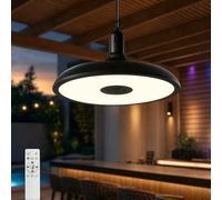 Horevo 24W Étanche Suspension LED 28cm pour îlot de Cuisine | Télécommande, Enceinte Bluetooth, Intérieur et Extérieur, Changement de Couleur, 3CCT 3000-6500K, pour Cuisine, Bar