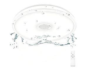 Horevo 24W LED Plafonnier Étanche avec Télécommande pour Salle de Bains | 28cm, Blanc, Haut-Parleur Bluetooth, Couleurs Changeantes, RGB, Intensité Variable 3000K-6500K, Lecture Musicale