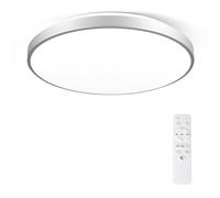 Horevo Plafonnier Bluetooth, Plafonnier LED Moderne à Intensité Variable de 40cm (Changement de Couleur RVB, Télécommande, Cadre Argenté Pour Salons, Salles à Manger, Chambres à Coucher, Cuisines)