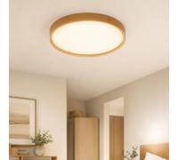 Horevo Plafonnier en Bois 24W avec Télécommande, Intensité Réglable, 28cm | 1900 LM et 3 CCT (Chaud/Naturel/Froid), Mode Veilleuse, IRC ≥ 80, Convient aux Chambres et aux Salons