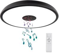 Horevo Plafonnier LED de Salle de Bain avec Télécommande, IP65, Diamètre : 28 cm, Lumière à Intensité Variable, avec Haut-Parleur Bluetooth, Lampe de Salle de Bain étanche avec Adaptateur à vis E27