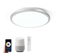 Horevo Plafonnier LED Intelligent WiFi 24W: Lampe Dimmable avec Télécommande, Application, Commande Vocale - Température de Couleur Réglable, Luminosité - Design Moderne