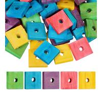 HORIALENCE 100 Pcs Copeaux de Bois à Mordre pour Oiseaux Petits et Perruches, Jouets à Suspendre pour Bricolage et Exercice des Perroquets Couleur Aléatoire