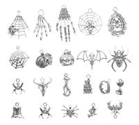 HORIALENCE 100 Pendentifs en Alliage Argenté pour Bijoux Halloween, 100 Pièces Faciles à Porter et Hypoallergéniques, pour Fêtes et Présents Femmes
