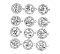 HORIALENCE 12pièces Charms Pendentifs Constellation Signe Du Zodiaque Pour Fabrication De Bijoux Diy De Alliage Solide Design Unique Et Significatif Pour Présents Personnalisés Et Loisirs Cré