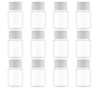 HORIALENCE 12pièces Lot de Flacons Médicaux Vides Transparents avec Bouchons Récipients Plastiques Étanches pour Pilules et Liquides Rangement Médicaments Pratique