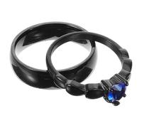 HORIALENCE 2 Pièces Bagues Couple Acier Inoxydable Noires et Bleues avec Zircon Alliances Métalliques pour Engagement et Mariage pour Femme et Homme Cadeau Anniversaire Amour