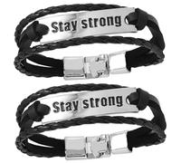 HORIALENCE 2 pièces Bracelets Cuir Tressés pour Hommes Style Punk Accessoires de Mode Élégants pour Toutes Occasions