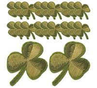 HORIALENCE 20 Pièces Écusson Thermocollant Trèfle Vert en Polyester pour Paquet à Dos et Manteaux, Patch Brodé Élégant et Renforçant pour Décoration de St Patrick's Day