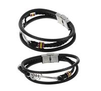 HORIALENCE 2pièces Bracelets Punk Pour Homme Pu Noir Style Guitariste Multicouche Ajustement Réglable Bijoux Pour Fêtes Et Tenues Décontractées