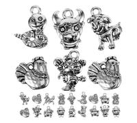 HORIALENCE 36 Pendentifs en Alliage Argenté Forme Zodiaque Chinois pour Bracelets et Colliers, 36 Pièces, Accessoires pour Loisirs Créatifs et Réparation de Bijoux