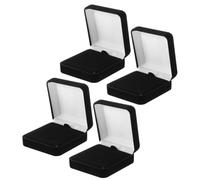 HORIALENCE 4 Pièces Boîte de Présentation Carrée en Velours Noir pour Badge et Épingle Émaillée avec Intérieur Doux, Protection des Médailles et Rangement Sécurisé pour Étagère Scolaire