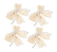 HORIALENCE 4 Pièces Bowknot Sneaker Charms With Pearl And Lace Detachable Buckles Lightweight Fashion Accessories For Dress Shoes Keychains Bags Travel