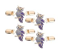 HORIALENCE 4 Pièces Broche Hibou Bleue en Alliage et Cristaux pour Pull et Châle, Clip Rétro Sécurisé pour Femme, Accessoire Chic pour Événements D'automne
