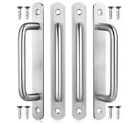 HORIALENCE 4 pièces Poignée de Porte Aluminium Tirant Moderne pour Intérieur et Extérieur pour Placard Armoire Porte Coulissante et Grange Fixation Stable par Vis