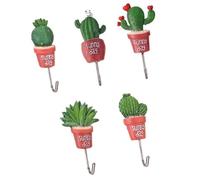 HORIALENCE 5 Crochets Auto-adhésifs en Acier Inoxydable Motifs Succulents, Multi-fonctionnels, Installation Facile, Décoration Murale pour Salle de Bain Cuisine Style Plusieurs styles