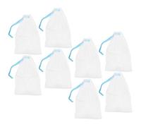 HORIALENCE 8 Pièces Filet de Nettoyage du Visage en Tissu Portable, Pochette de Savonnette Moussante Fermeture Pratique, Lavage du Visage en Voyage
