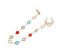 HORIALENCE Anneau de Nez Design sans Piercing Chaînette Pendante en Fer et Alliage Boucle D'oreille Légère et Confortable pour Femmes pour Performances et Mariages