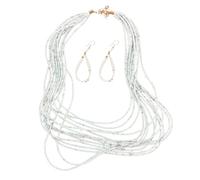 HORIALENCE Bohemian Style Set Bijoux Femmes Collier Multi Couches Perles Rocaille Blanc Collier Boucles Doreilles pour Soirée et Fête