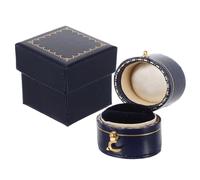 HORIALENCE Boîte à Bague Miniature 3.5x3.5 cm, Coffret à Bijoux Rétro en Papier Similicuir, Forme Ovale, Bleu Royal, pour Cadeau Mariage ou Fiançailles